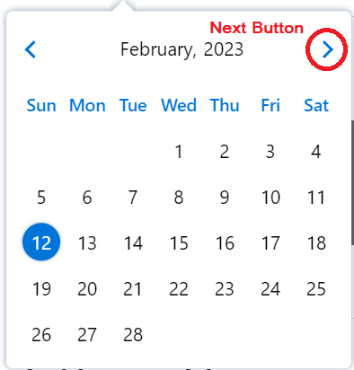 Next Month Button Selector