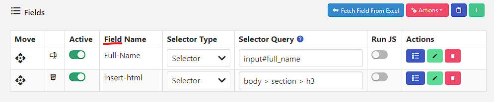 Field Configuration Interface