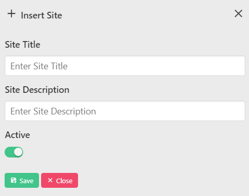 Manual Site Creation Interface