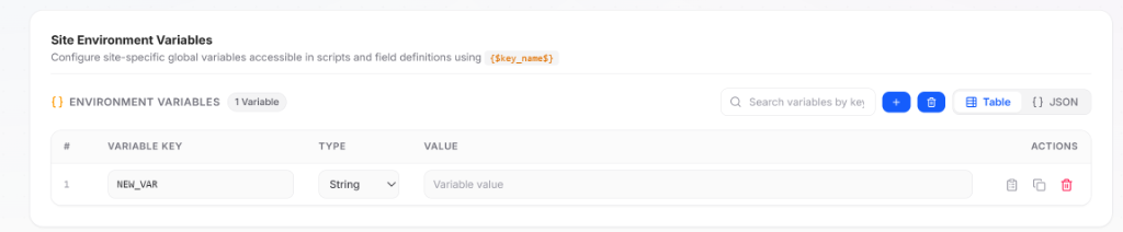Site Environment Variables