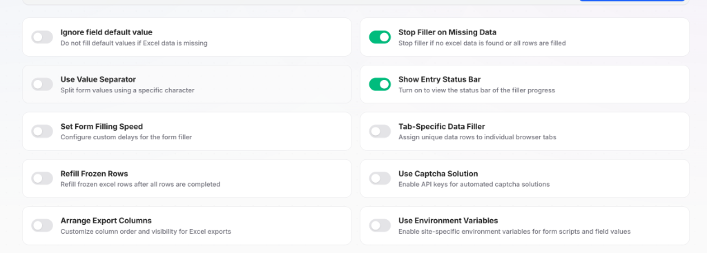 Site Settings Toggles