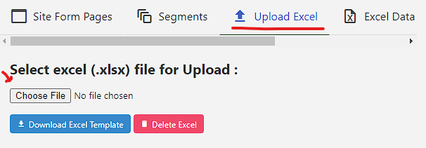 Upload Excel Template Interface